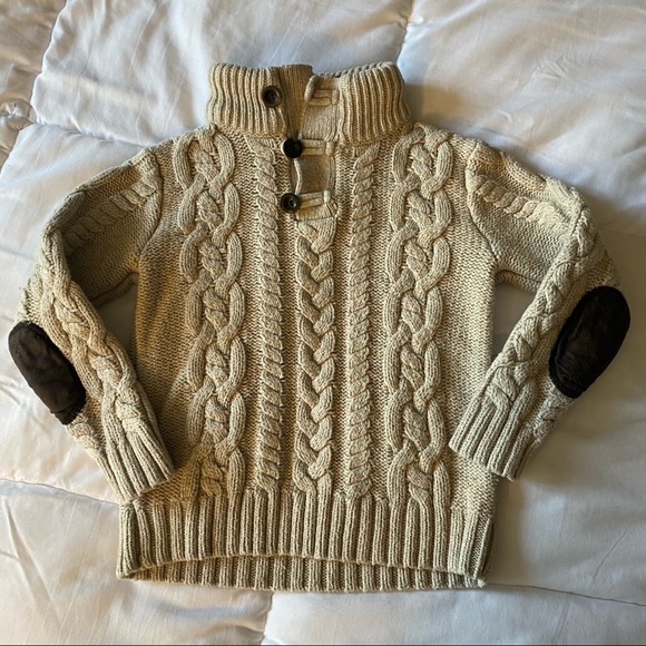 GAP Other - Gap 5T cable knit sweater neutral colors elbow patches